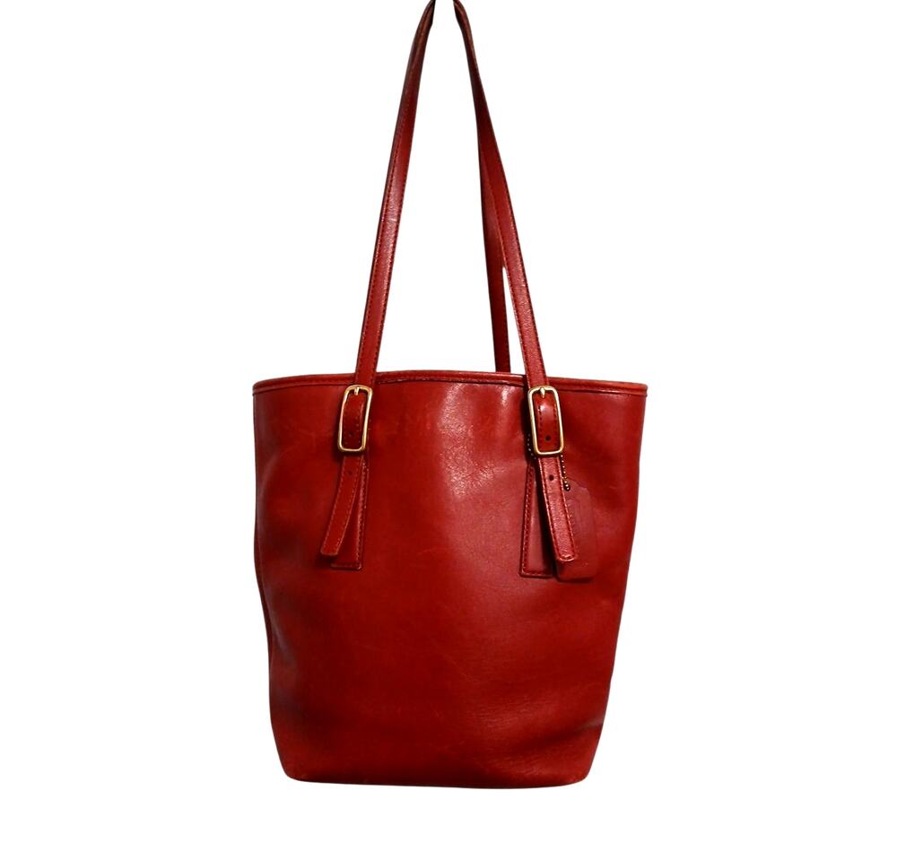 Rare Vintage Coach 9803 Red Leather Shoulder Bucket Bag Purse Preppy Classic